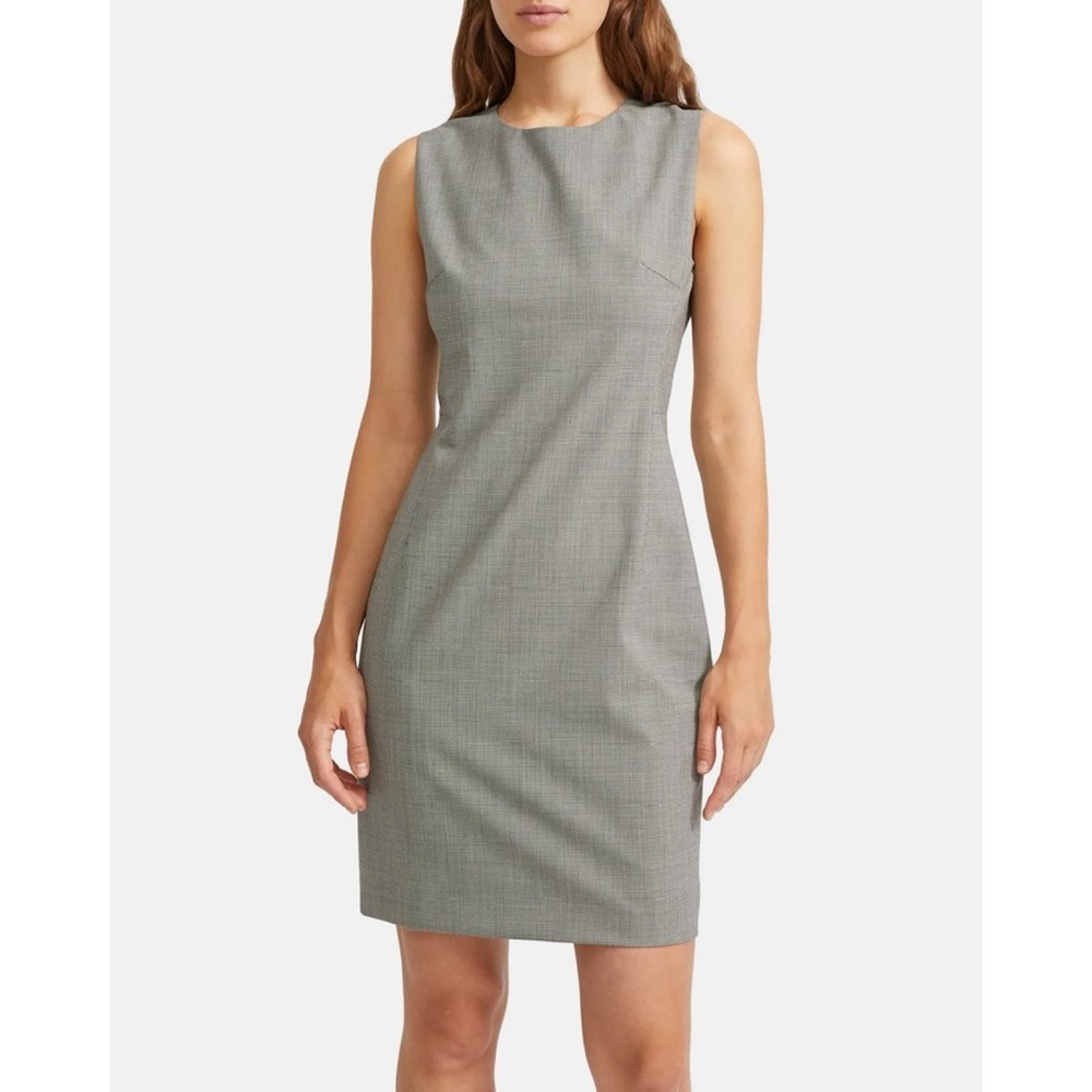 Theory Sleeveless Fitted Dress in Houndstooth (size 2)